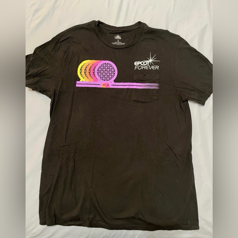 Disney Epcot Forever Black Tee with Colorful Design